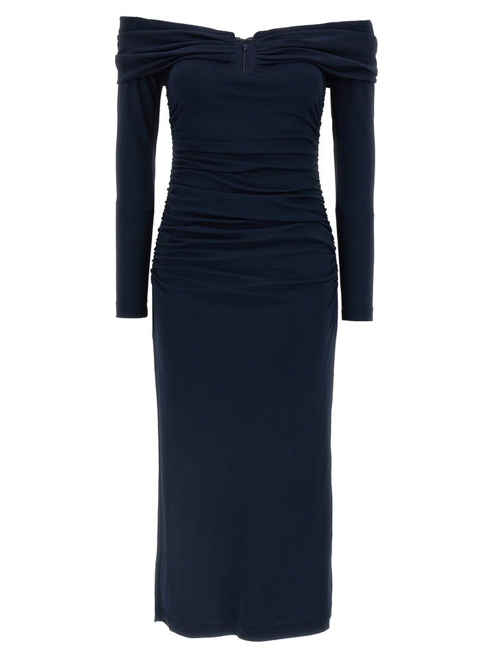 Carolina Herrera Blue Marabou Midi Dress