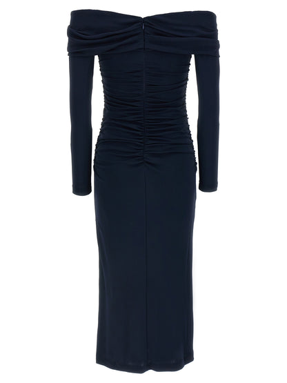 Carolina Herrera Blue Marabou Midi Dress