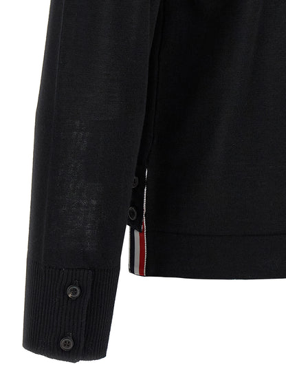Thom Browne Black Virgin Wool Cardigan