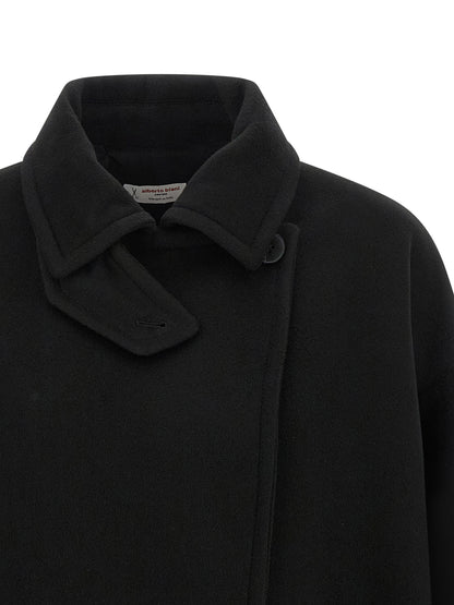 Alberto Biani Black Virgin Wool Coat