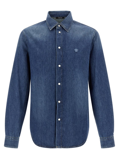 Versace Blue Cotton Blouse