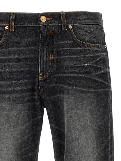 Versace Black Cotton Straight-Leg Jeans