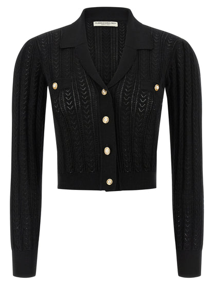 Alessandra Rich Black Cotton Cardigan