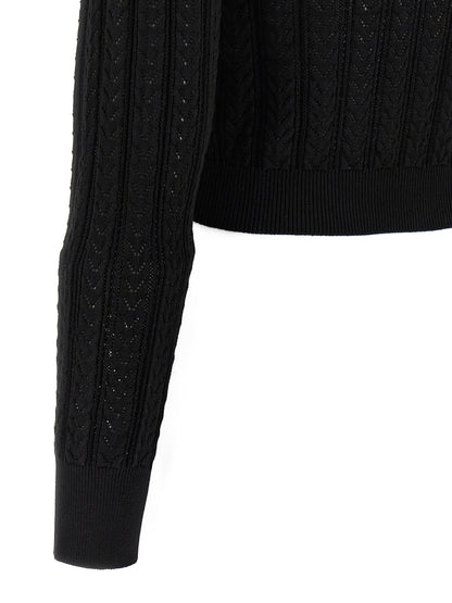 Alessandra Rich Black Cotton Cardigan