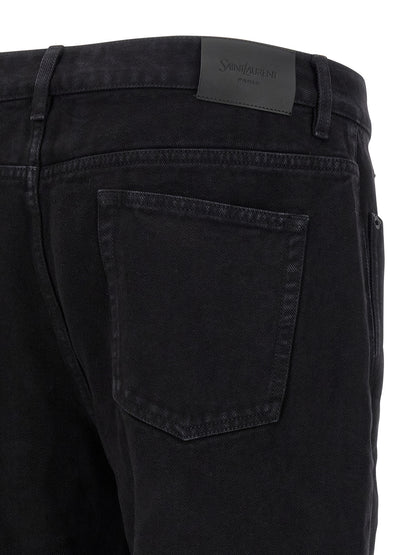 Saint Laurent Black Cotton Straight-Leg Jeans