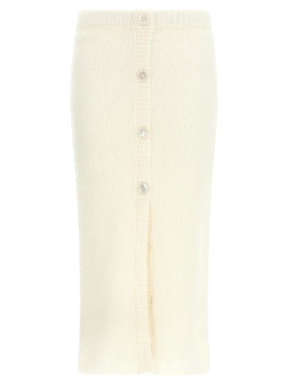 Alessandra Rich White Other Fibres Midi Skirt
