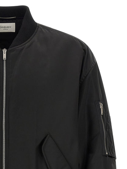 Saint Laurent Black Polyamide Bomber