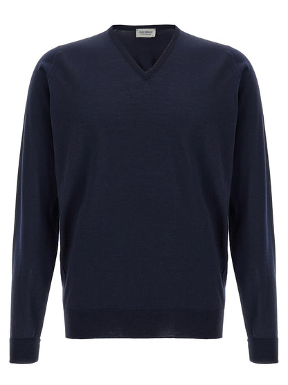 JOHN SMEDLEY Blue Merino Wool Cardigan