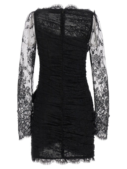 Alessandra Rich Black Organic Cotton Short Dress