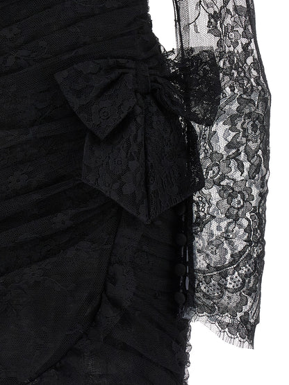 Alessandra Rich Black Organic Cotton Short Dress