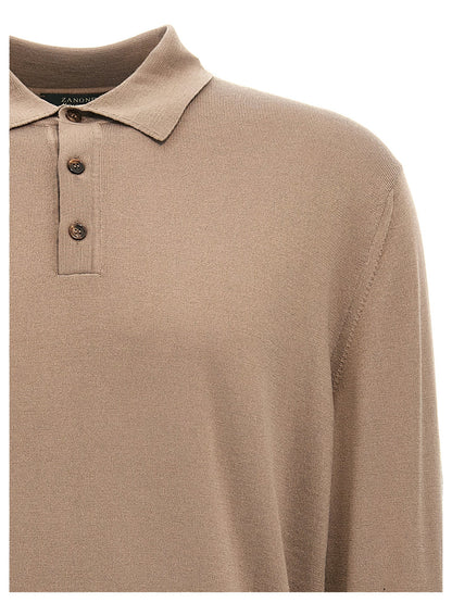ZANONE Beige Virgin Wool Polo Shirt