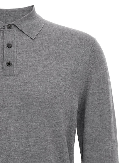 ZANONE Gray Cashmere Polo Shirt