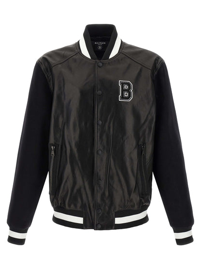 Balmain Bicolor Lamb Leather Leather Jacket