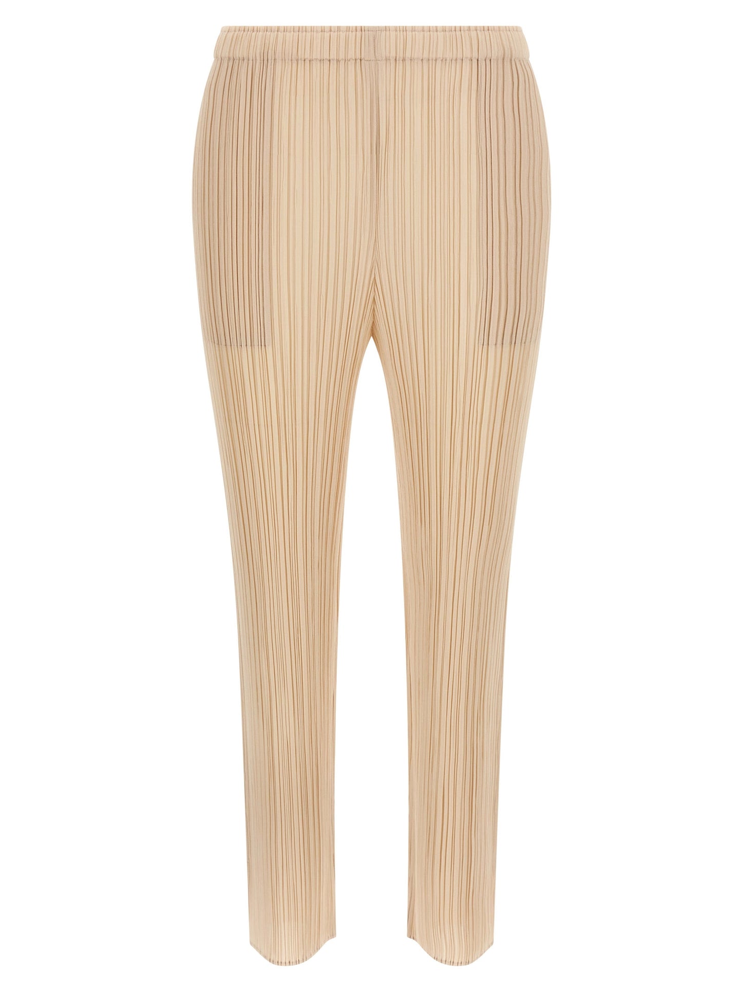 PLEATS PLEASE ISSEY MIYAKE Beige Polyester Casual Pants