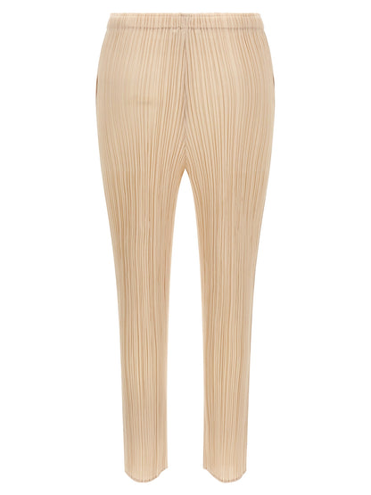 PLEATS PLEASE ISSEY MIYAKE Beige Polyester Casual Pants