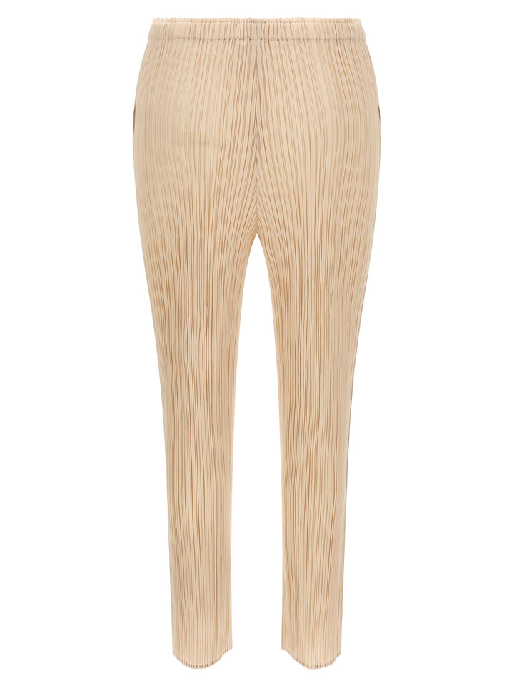 PLEATS PLEASE ISSEY MIYAKE Beige Polyester Casual Pants