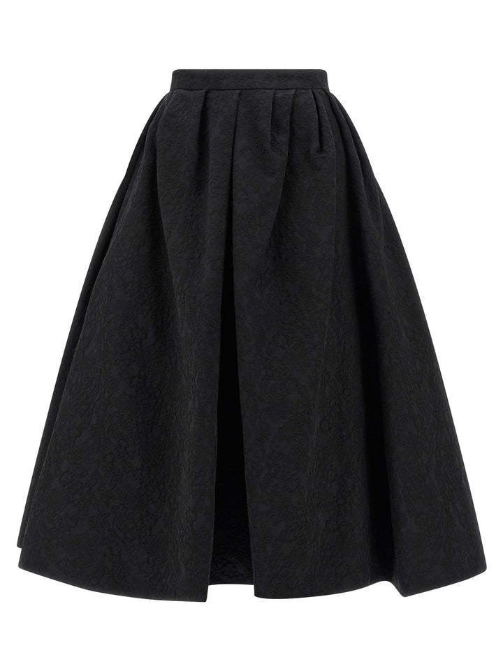 Carolina Herrera Black Cotton Midi Skirt