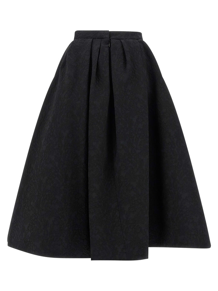 Carolina Herrera Black Cotton Midi Skirt