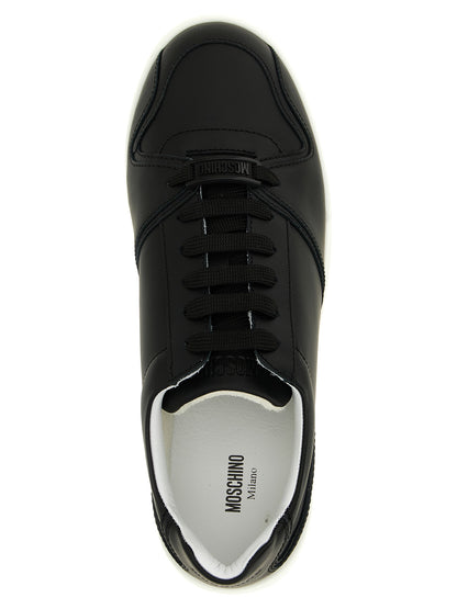 Moschino Black Leather Low Top Sneakers