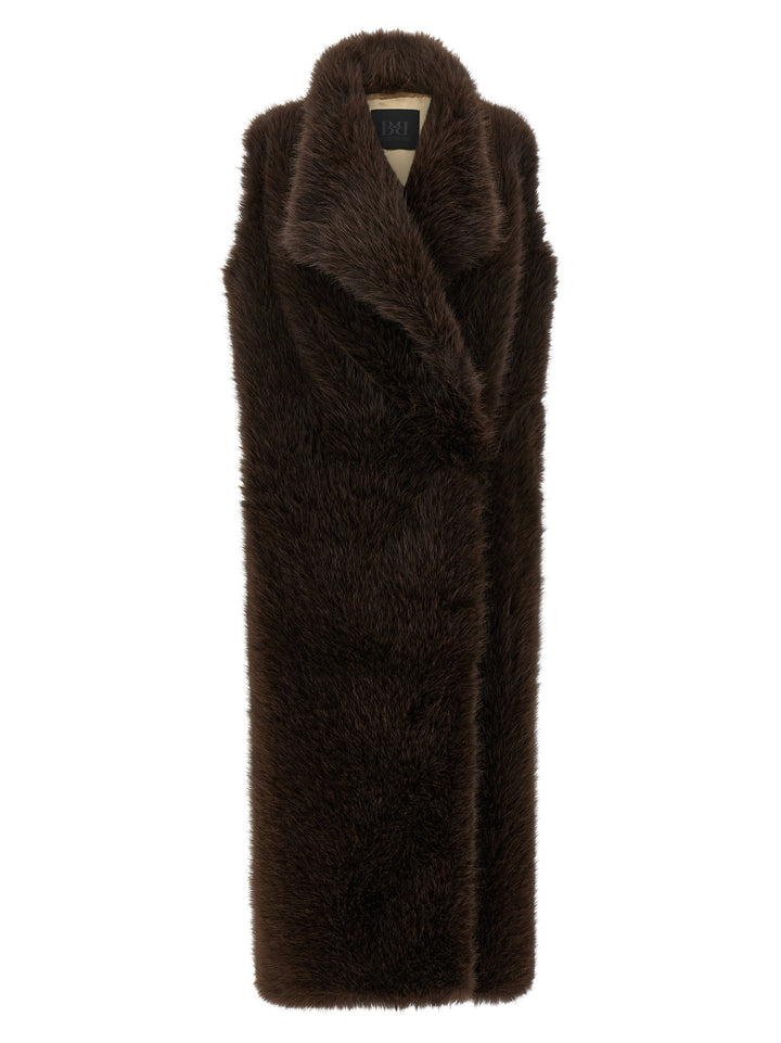 B&B COUTURE Brown Polyester Coat