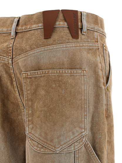Darkpark Beige Cotton Straight-Leg Jeans