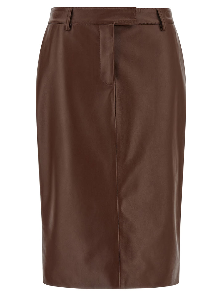 Giuseppe Di Morabito Brown Leather Midi Skirt