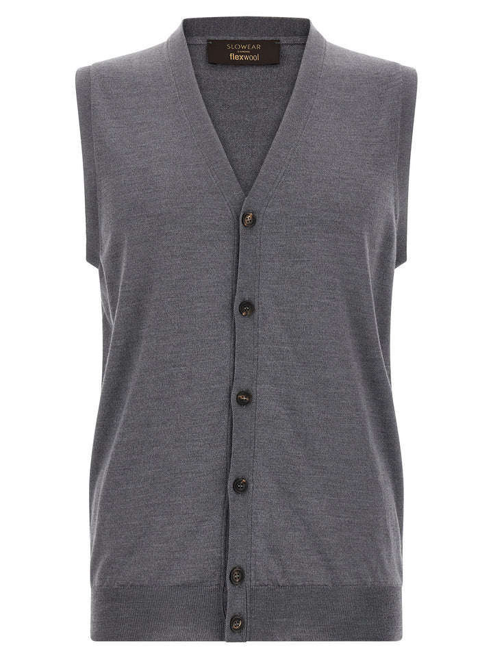 ZANONE Gray Virgin Wool Sleeveles Sweater