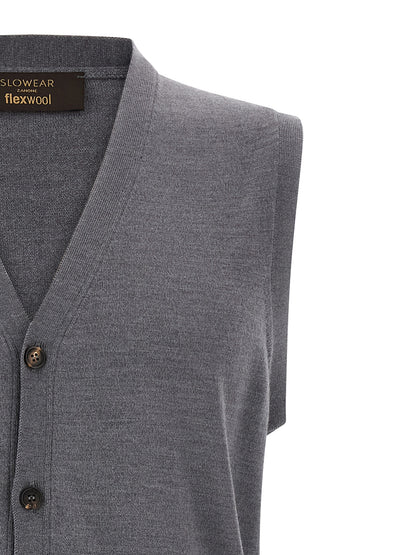 ZANONE Gray Virgin Wool Sleeveles Sweater