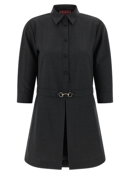 Gucci Gray Wool Short Dress