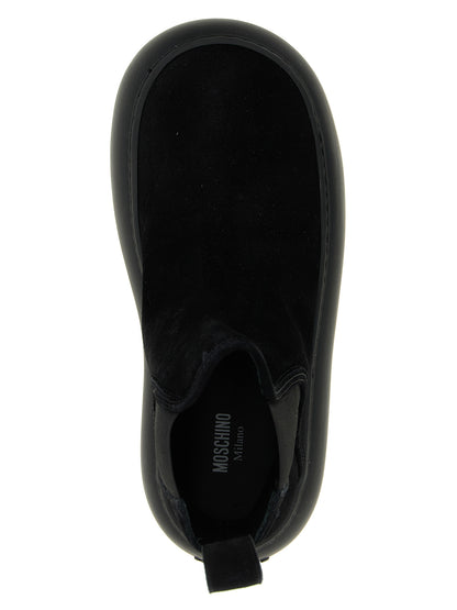 Moschino Black Calfskin Chelsea Boots