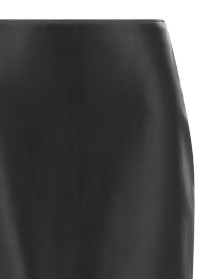 Fendi Black Lamb Leather Midi Skirt