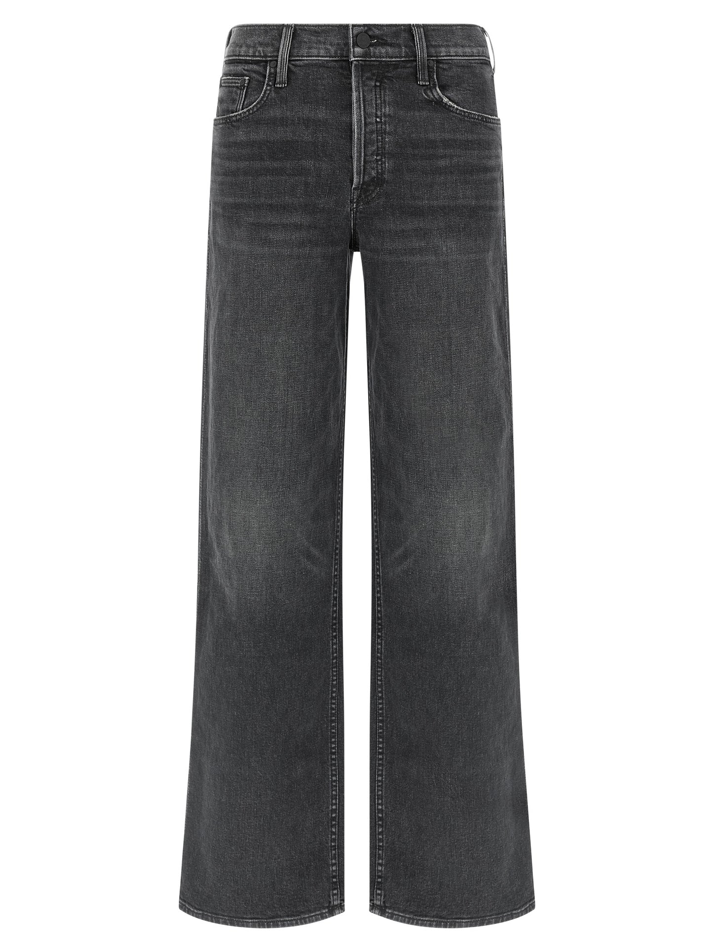 Mother Denim Black Cotton Straight-Leg Jeans