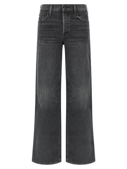 Mother Denim Black Cotton Straight-Leg Jeans
