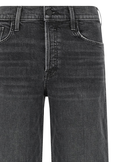 Mother Denim Black Cotton Straight-Leg Jeans