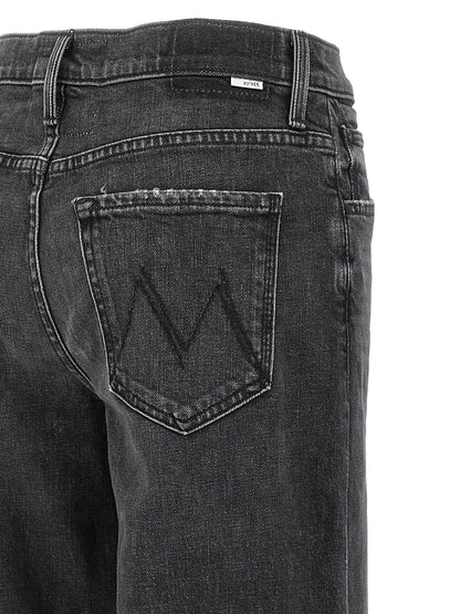 Mother Denim Black Cotton Straight-Leg Jeans