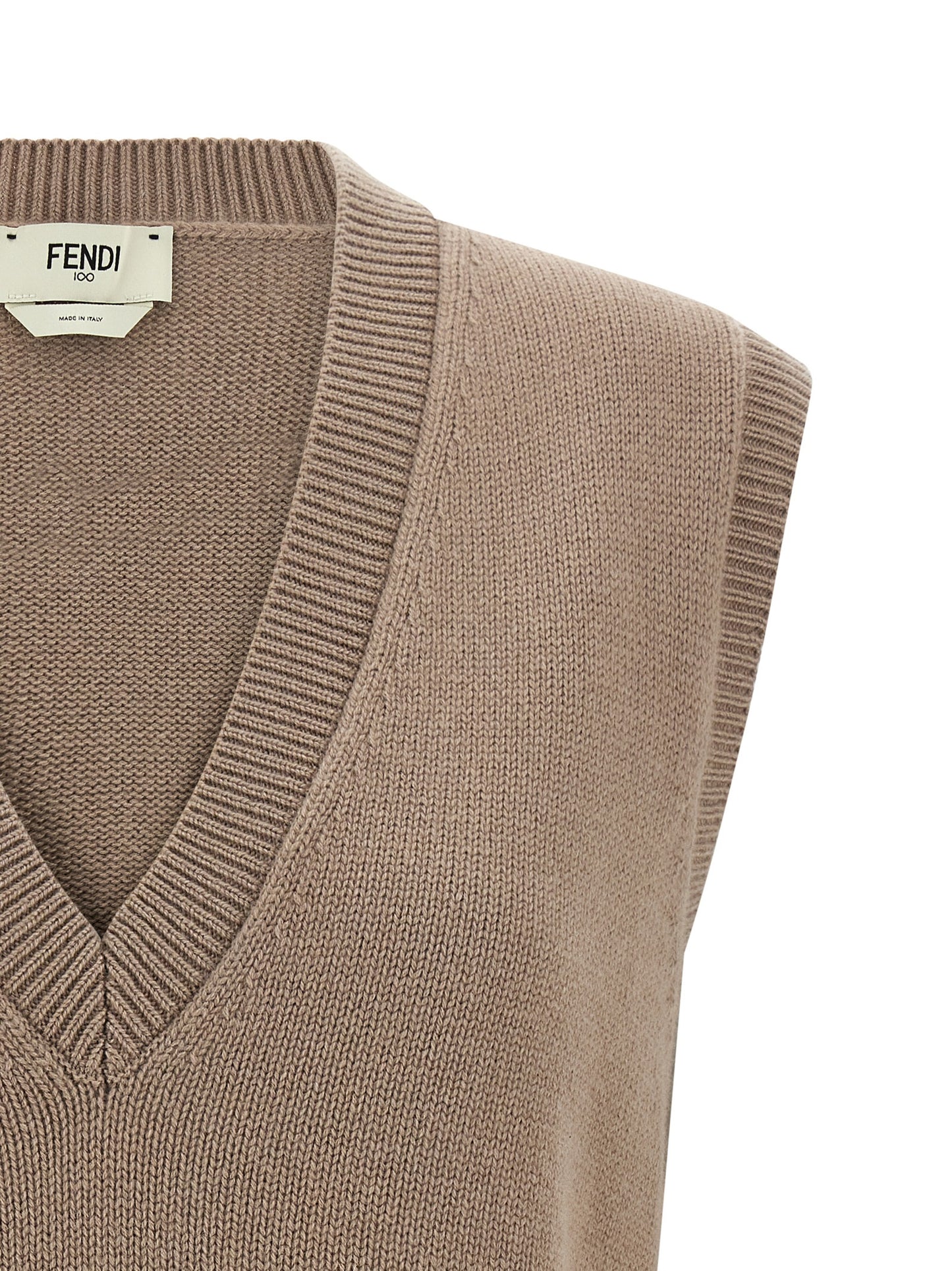 Fendi Beige Cashmere Sleeveless Jacket