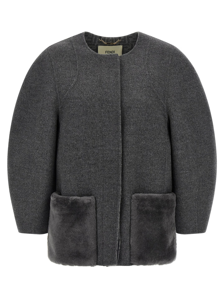 Fendi Gray Virgin Wool Coat