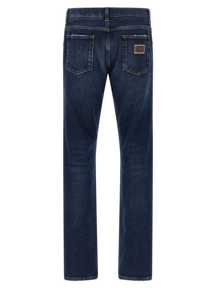 Dolce & Gabbana Blue Cotton Straight-Leg Jeans