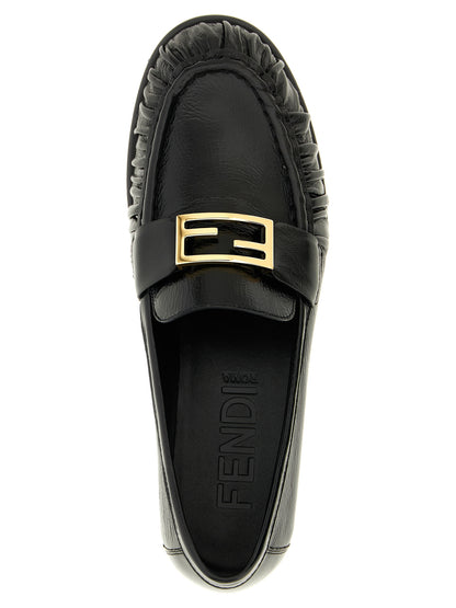 Fendi Black Lamb Leather Slip-On Loafers