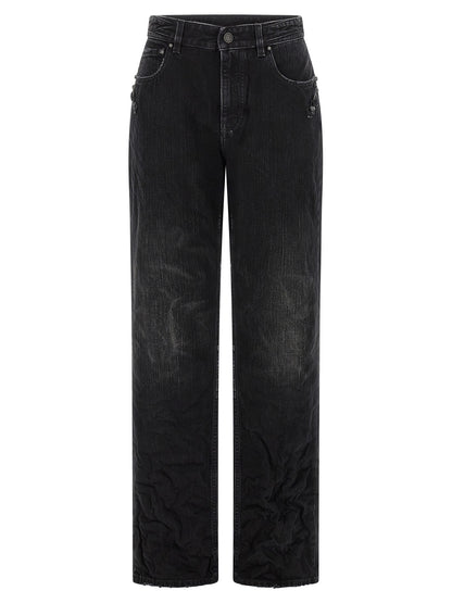 Balenciaga Black Cotton Straight-Leg Jeans