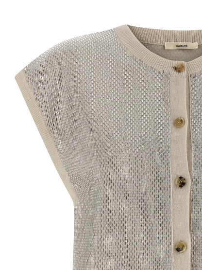 Haikure Beige Virgin Wool Sleeveless Jacket