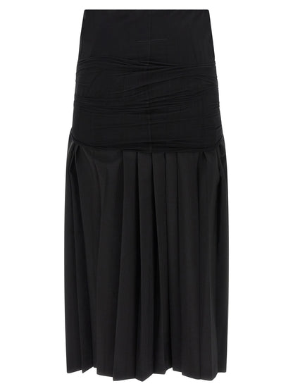 MM6 Maison Margiela Black Polyester Midi Skirt