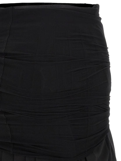 MM6 Maison Margiela Black Polyester Midi Skirt