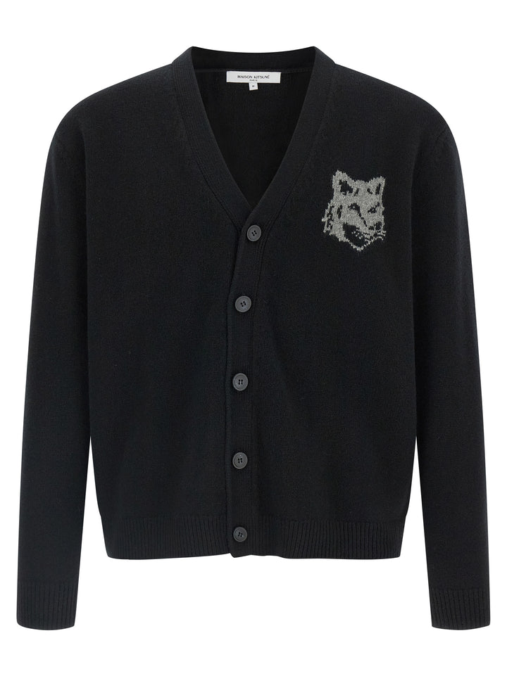 Maison Kitsuné Black Merino Wool Cardigan