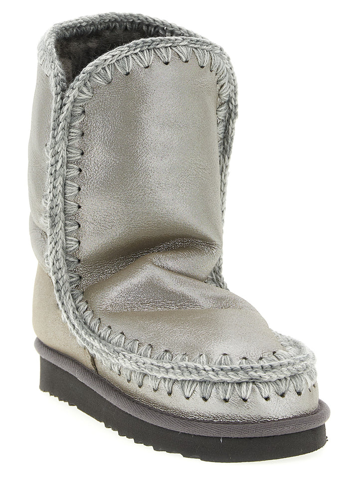 Mou Silver Lambskin Ankle Boots