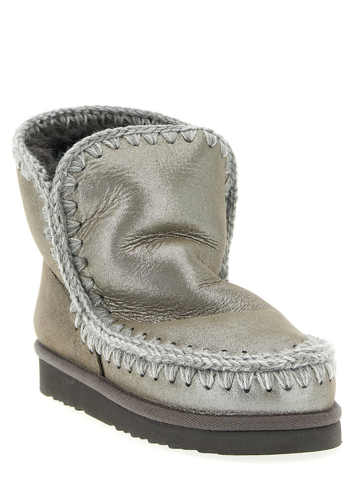Mou Silver Lambskin Ankle Boots