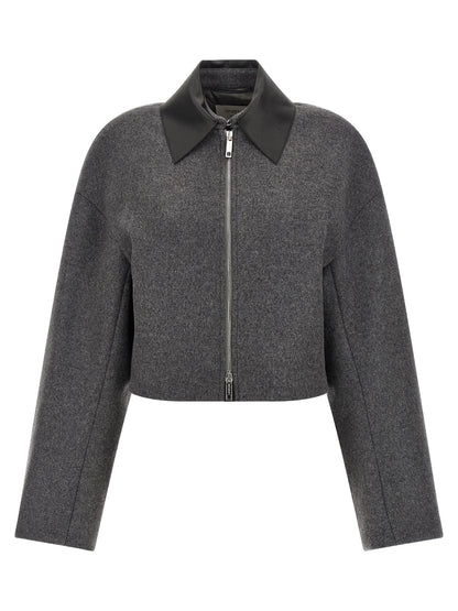 Sportmax Gray Virgin Wool Full-Length Jacket