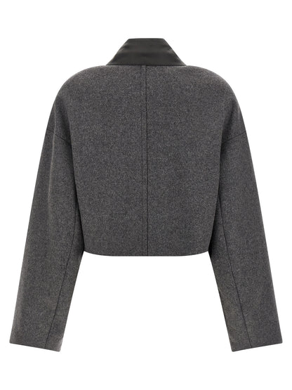 Sportmax Gray Virgin Wool Full-Length Jacket