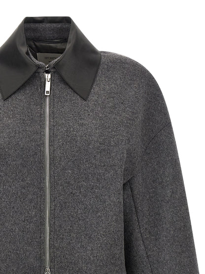 Sportmax Gray Virgin Wool Full-Length Jacket