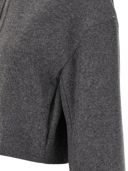 Sportmax Gray Virgin Wool Full-Length Jacket